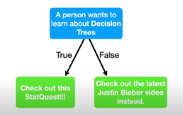 Example of a decision tree showing decision making process